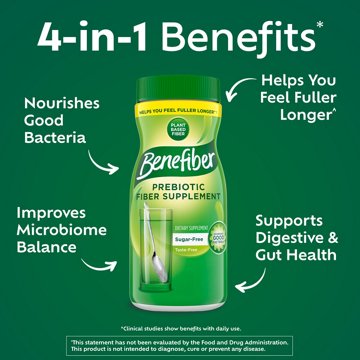 Benefiber Daily Prebiotic Fiber Supplement Powder for Digestive Health, Unflavored