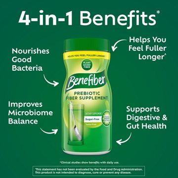 Benefiber Daily Prebiotic Fiber Supplement Powder for Digestive Health, Unflavored