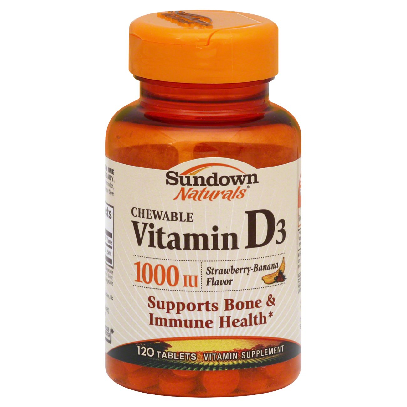 Sundown Naturals Vitamin D3 1000 IU StrawberryBanana Flavor Chewable