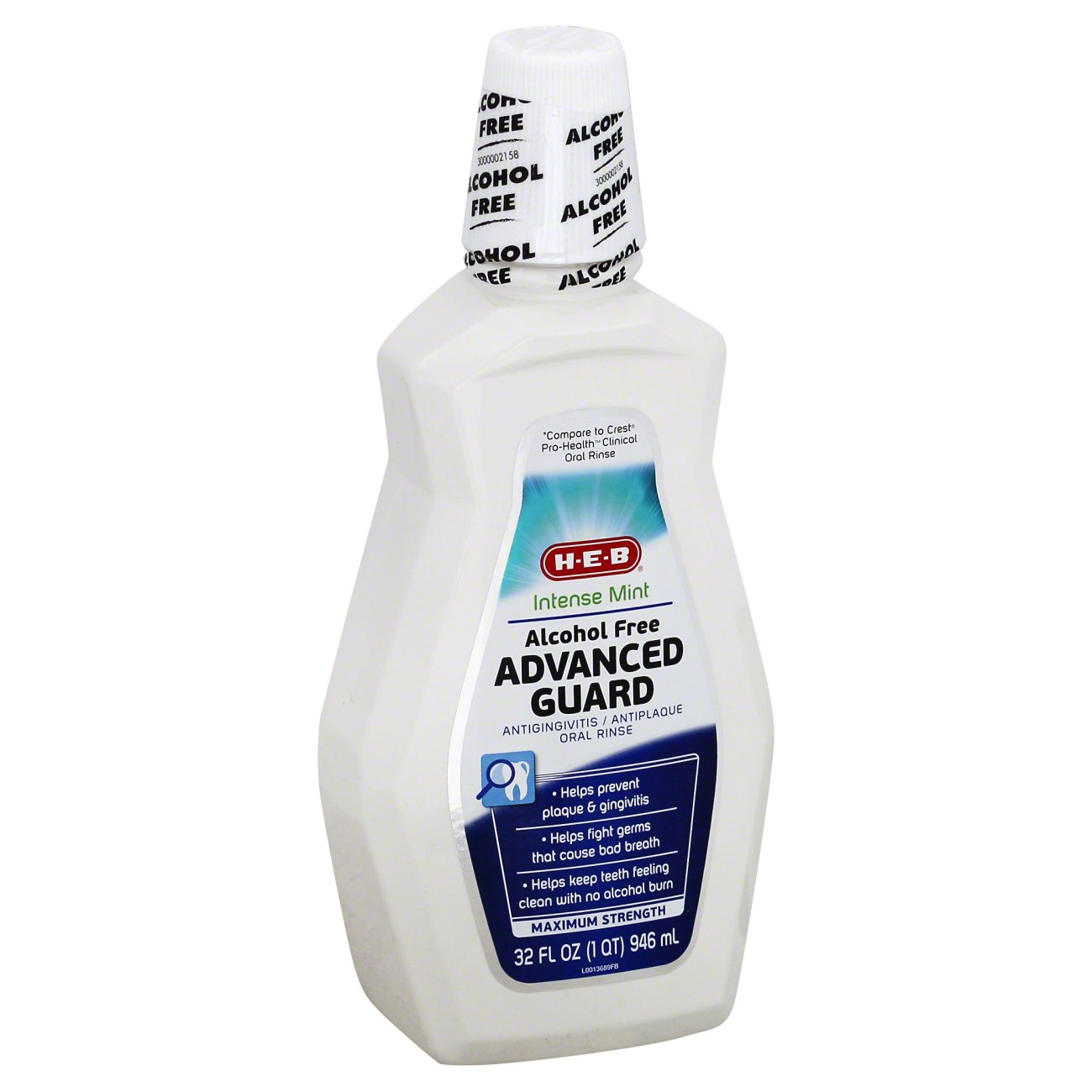 H-E-B Intense Mint Alcohol Free Advanced Guard Mouth Rinse, 946 mL ...