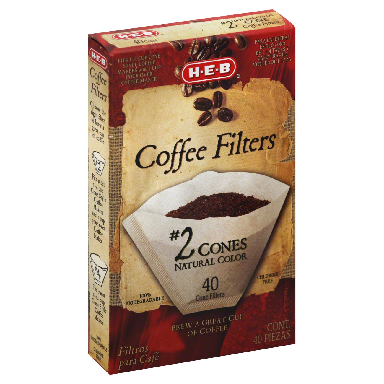 HEB Cone Coffee Filters, No. 2, Natural Color Shop Coffee filters