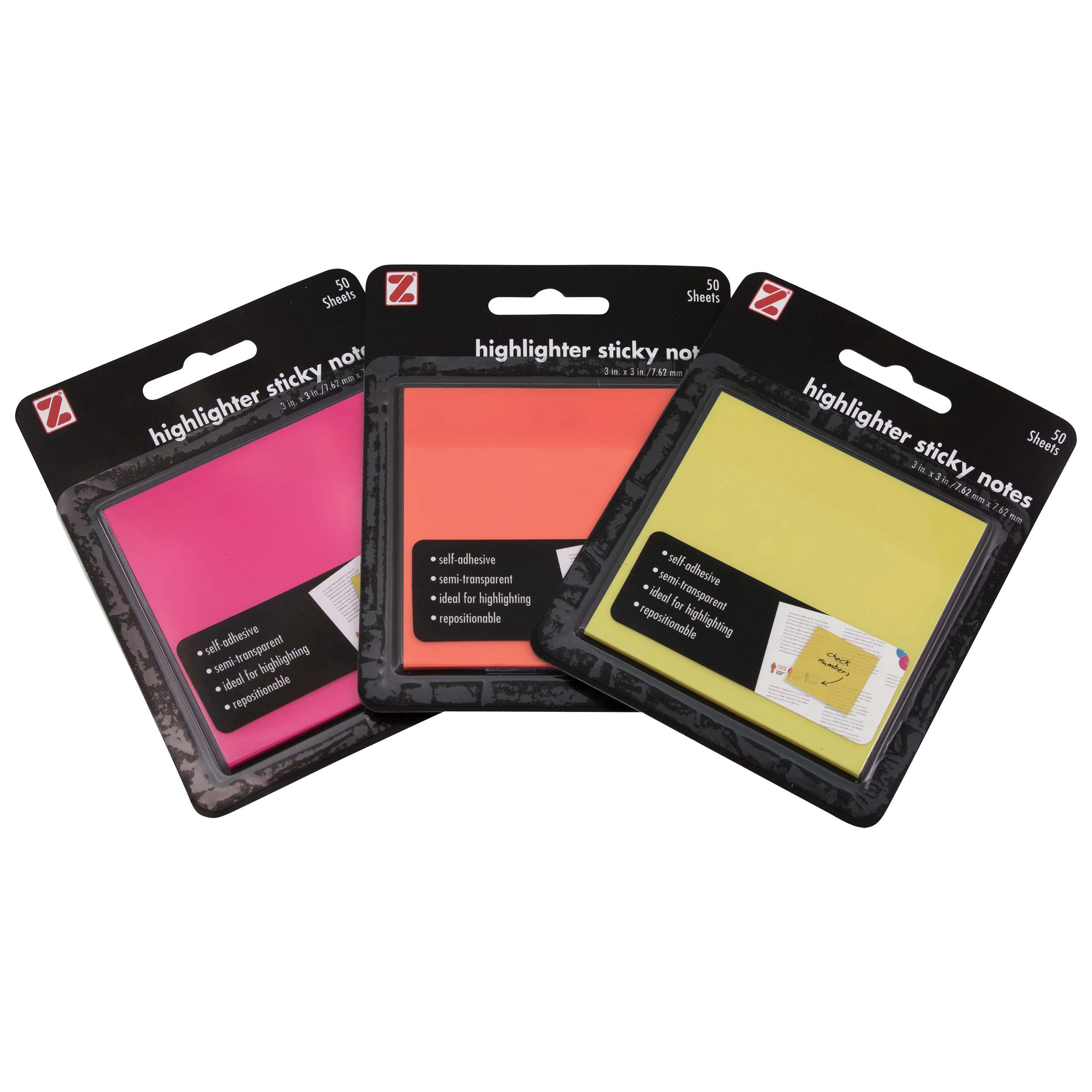 Z International Highlighter Notes, 50 Sheets Shop Sticky Notes
