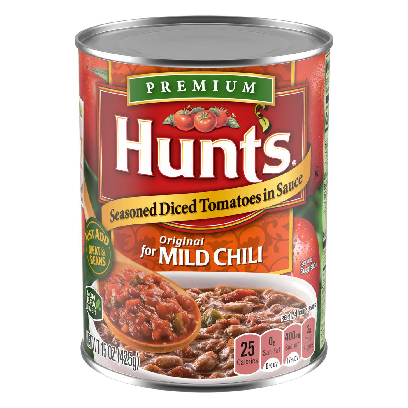 Hunt's Seasoned Diced Tomatoes in Sauce for Mild Chili; image 1 of 4