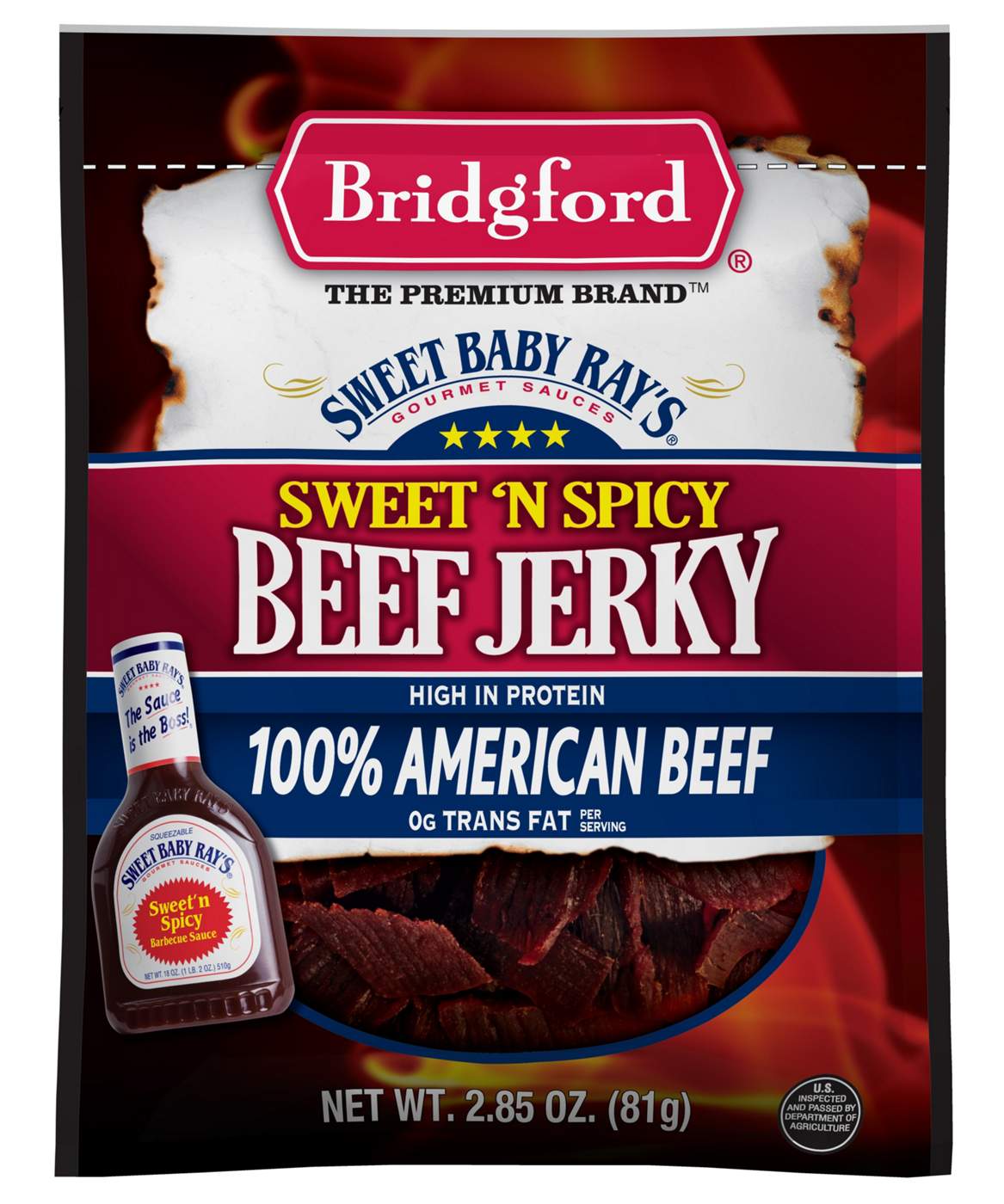 Bridgford Sweet Baby Ray's Sweet 'N Spicy Beef Jerky; image 1 of 2