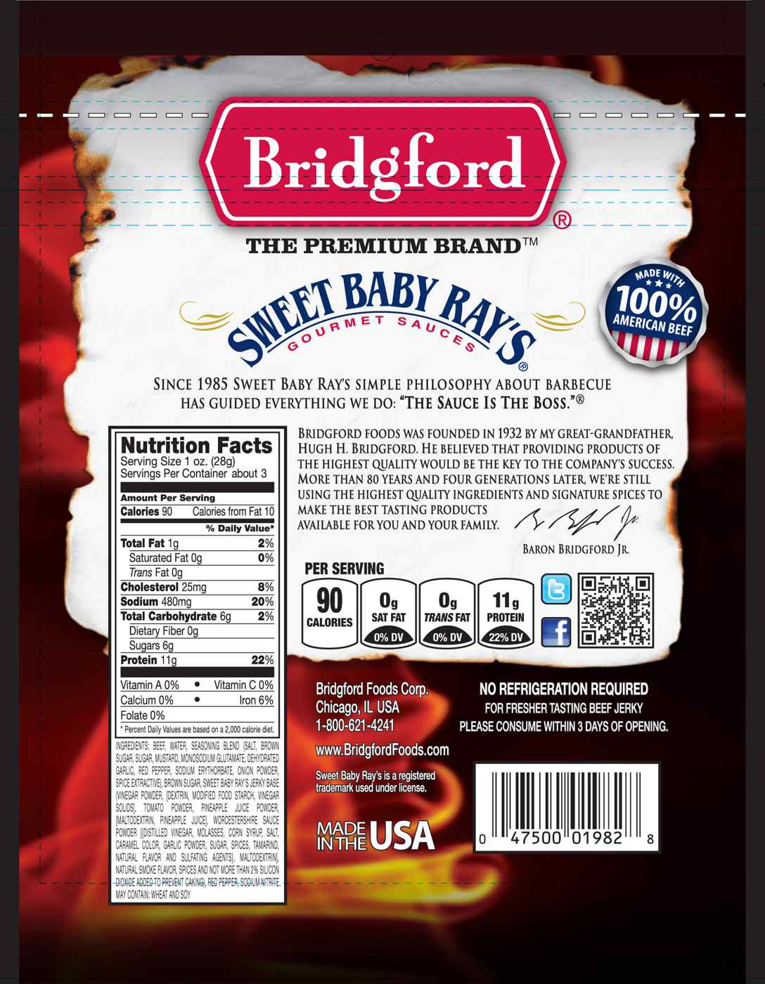 Bridgford Sweet Baby Ray's Sweet 'N Spicy Beef Jerky; image 2 of 2