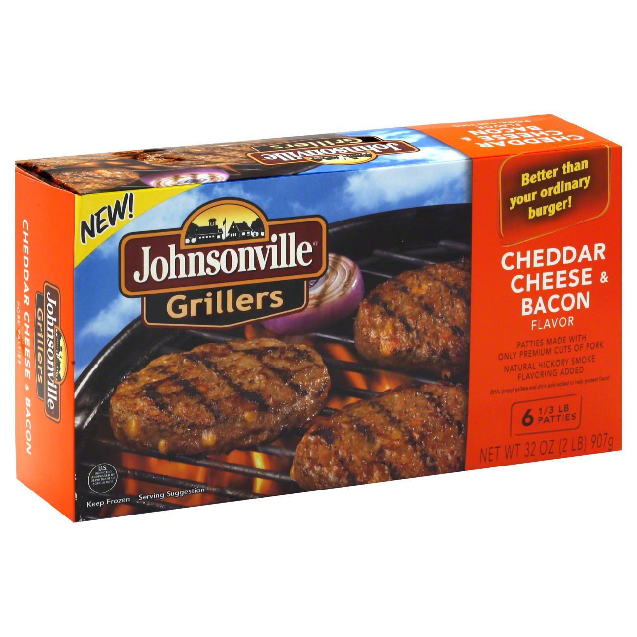 Johnsonville Grillers Six-1/4 Lb Original Bratwurst Patties, 24 oz Box,  Frozen