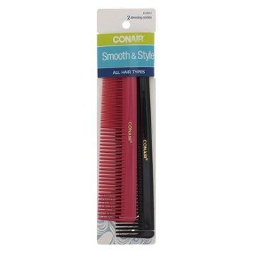 conair Style and Smooth Combs, Assorted Colors, 2 ct