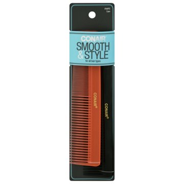 conair Style and Smooth Combs, Assorted Colors, 2 ct
