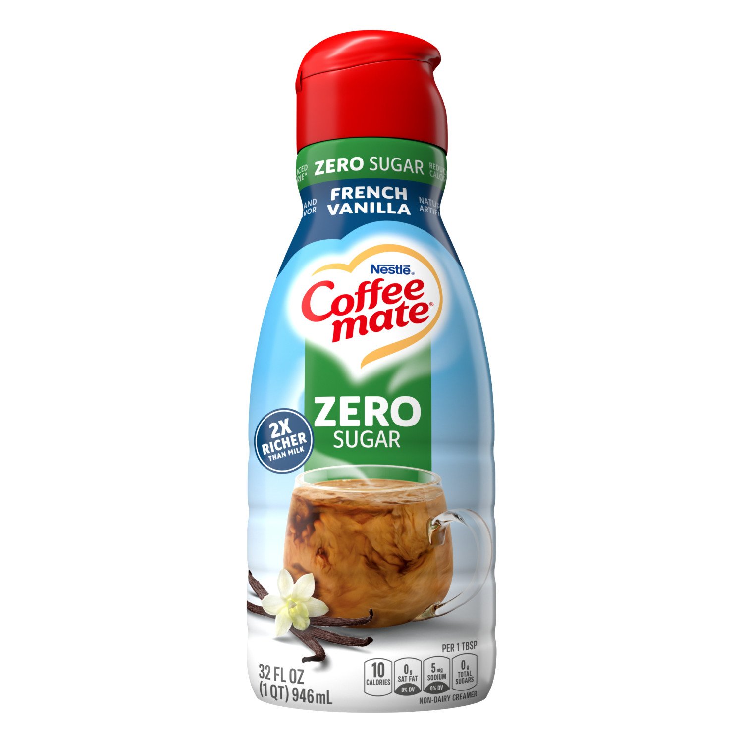 Nestle Coffee mate Zero Sugar French Vanilla Liquid Coffee Creamer, 32 fl  oz Bottle