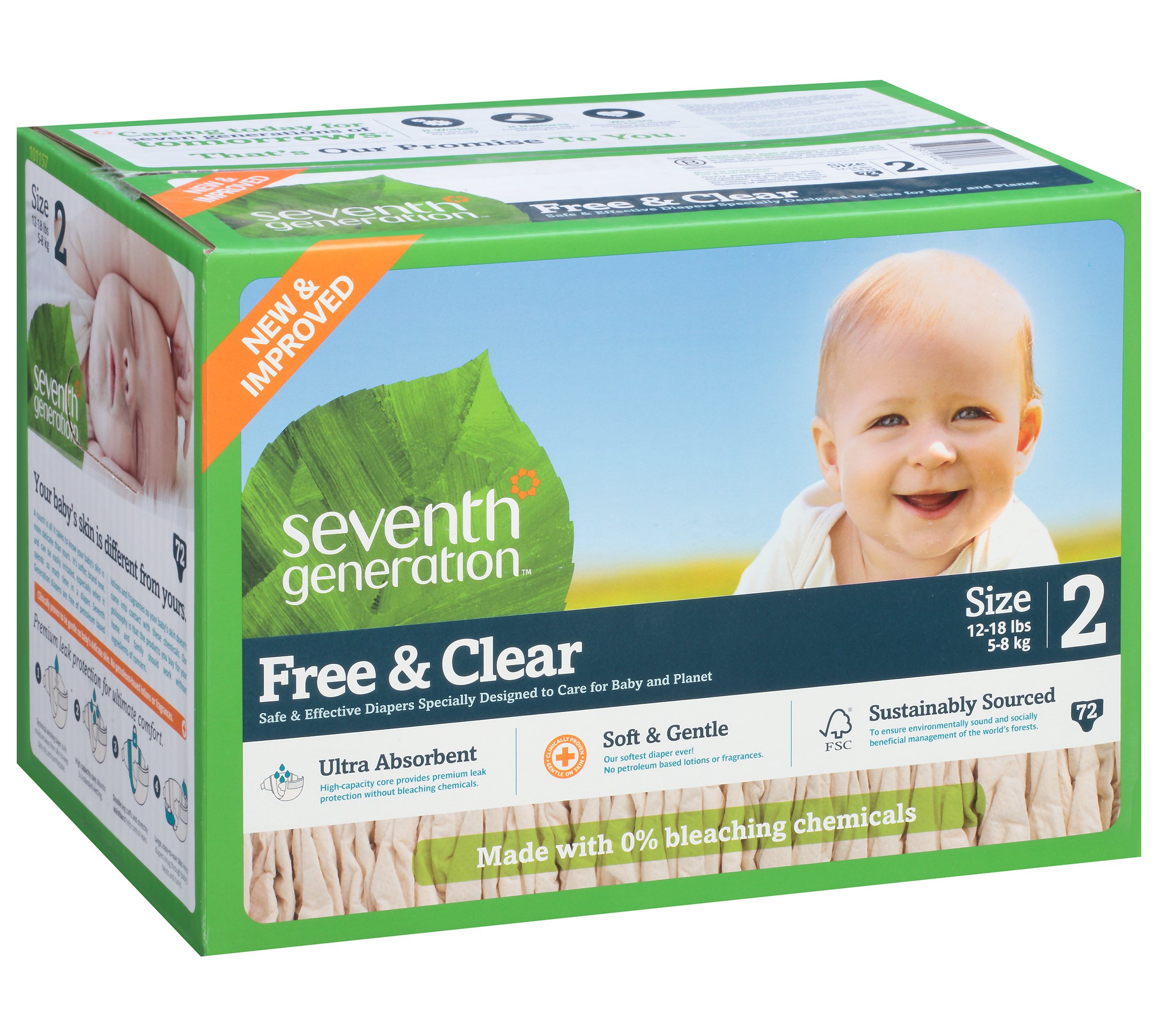 Seventh Generation Free and Clear Diapers 72 ct Shop Diapers at HEB