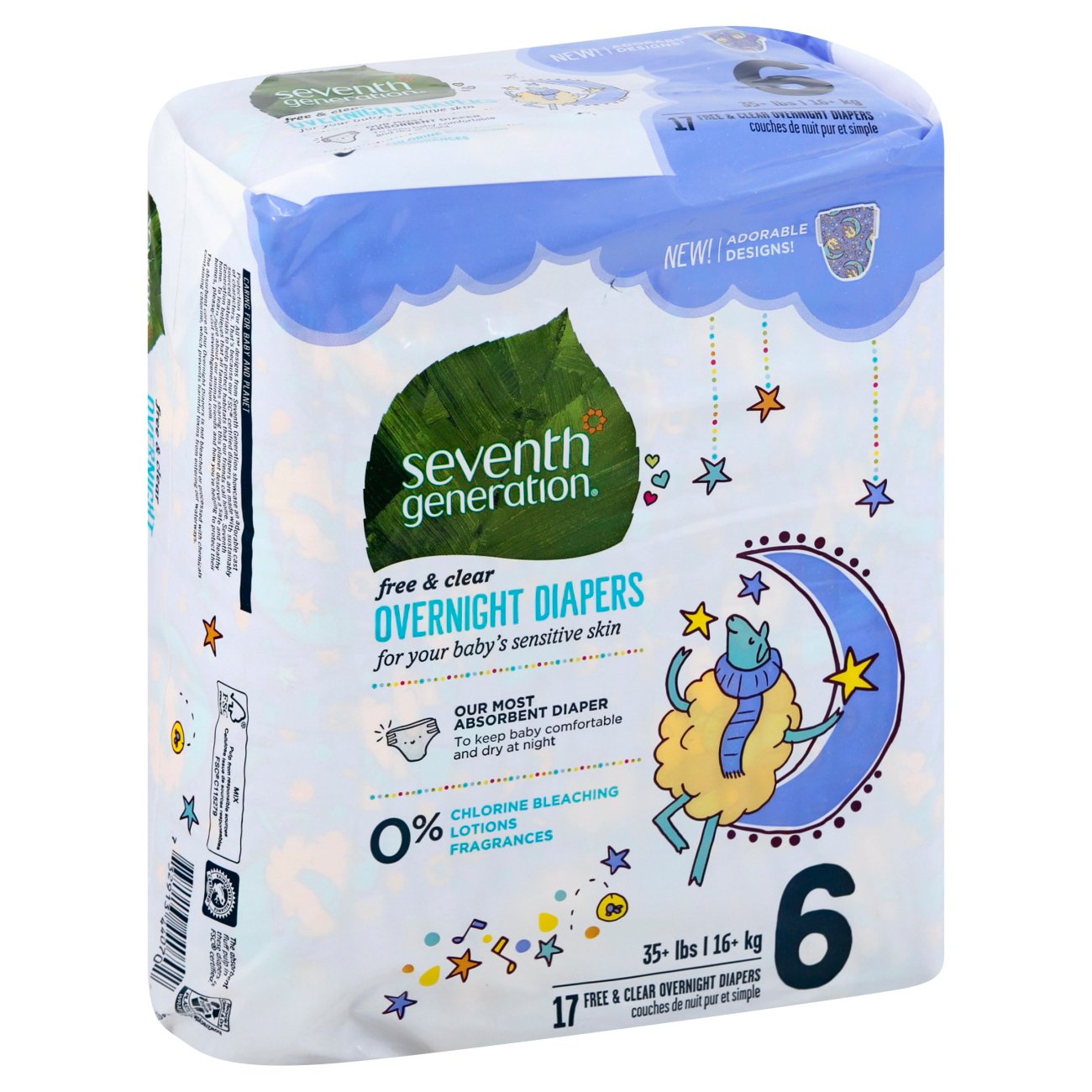 Seventh Generation Free & Clear Overnight Baby Diapers 17 ct Shop