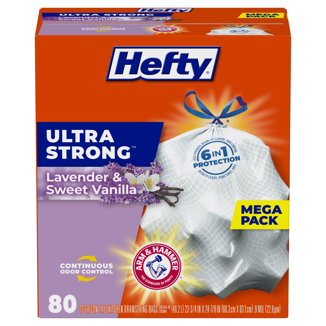 Hefty® Ultra Strong™ Tall Kitchen Trash Bags, 13 Gallon, 40 Count (Lavender  & Sweet Vanilla™ Scent)