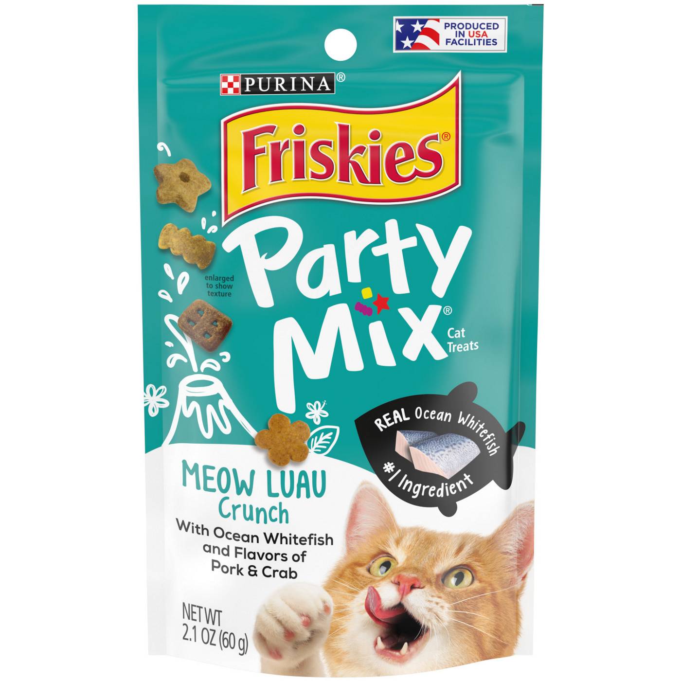 Friskies Purina Friskies Made in USA Facilities Cat Treats, Party Mix Meow Luau Crunch; image 1 of 9