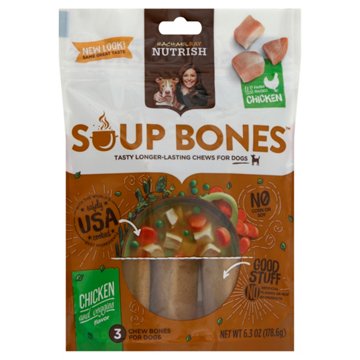 Rachael Ray Nutrish Soup Bones Chicken & Veggies Flavor Dog Treats, 3 ct