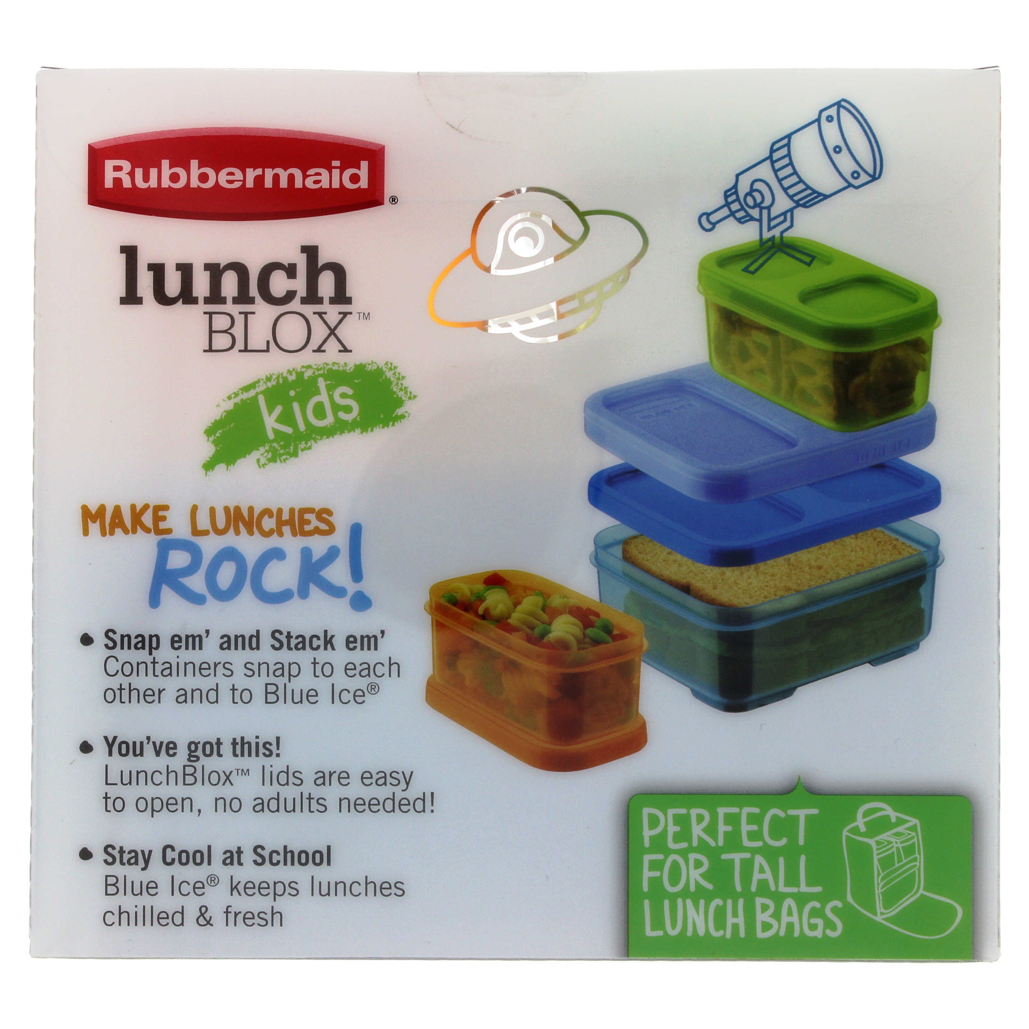 Rubbermaid LunchBlox Kids Lunch Box & Food Prep Containers with Blue Ice