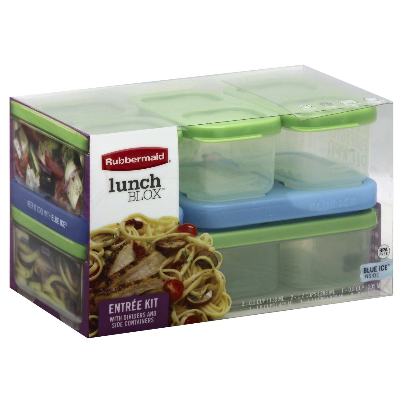 Rubbermaid LunchBlox Leak-Proof Entree Lunch Container Kit, Large, Blue