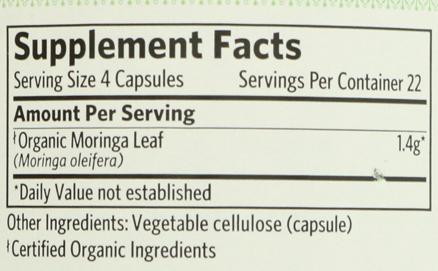 hhvb glp-1 moringa ingredients list Organic India Moringa Essential Nutrition