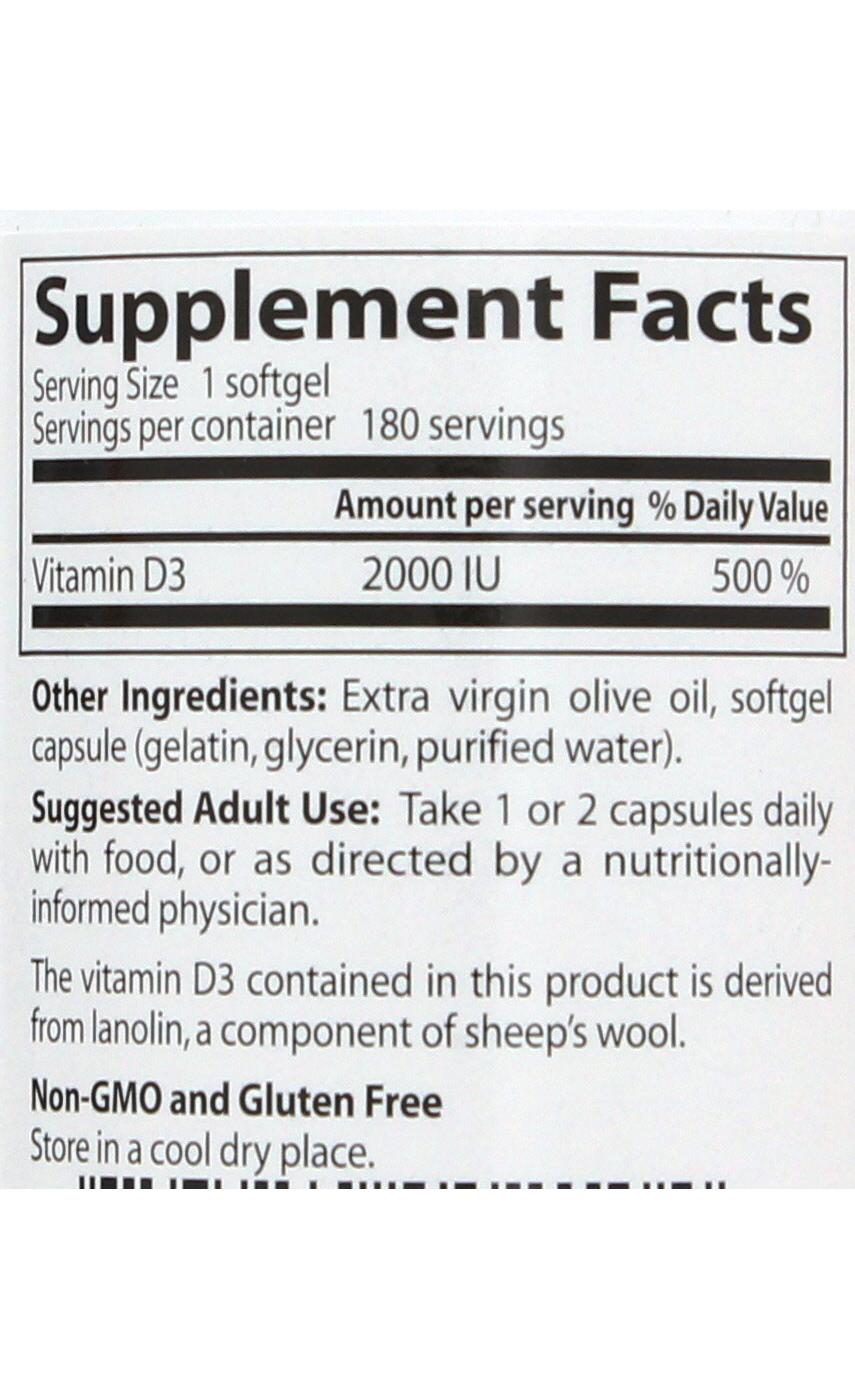 Doctor's Best Vitamin D-3 2000 IU Softgel Capsules; image 2 of 2