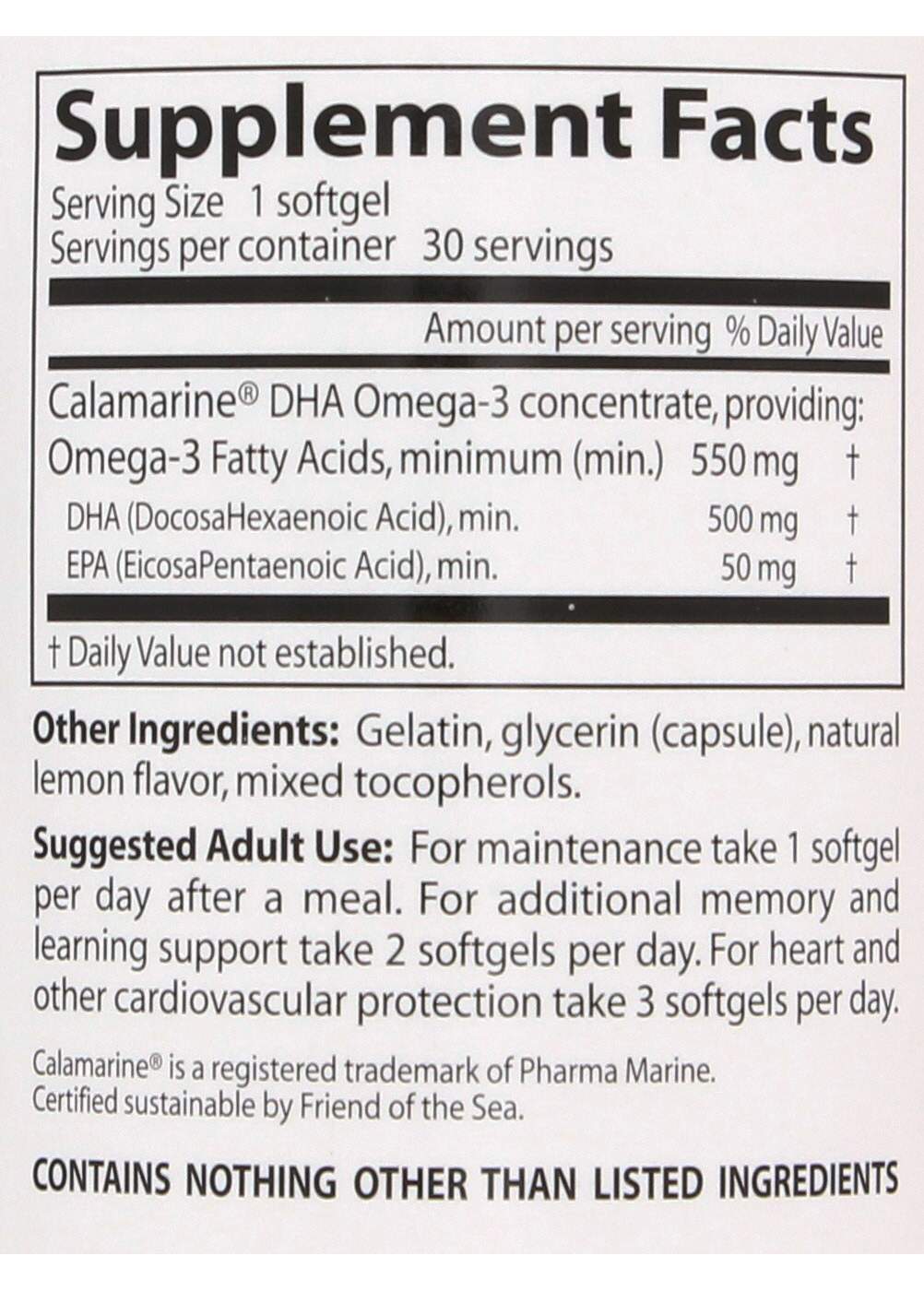 Doctor's Best DHA 500 mg from Calamari Softgel Capsules; image 2 of 2