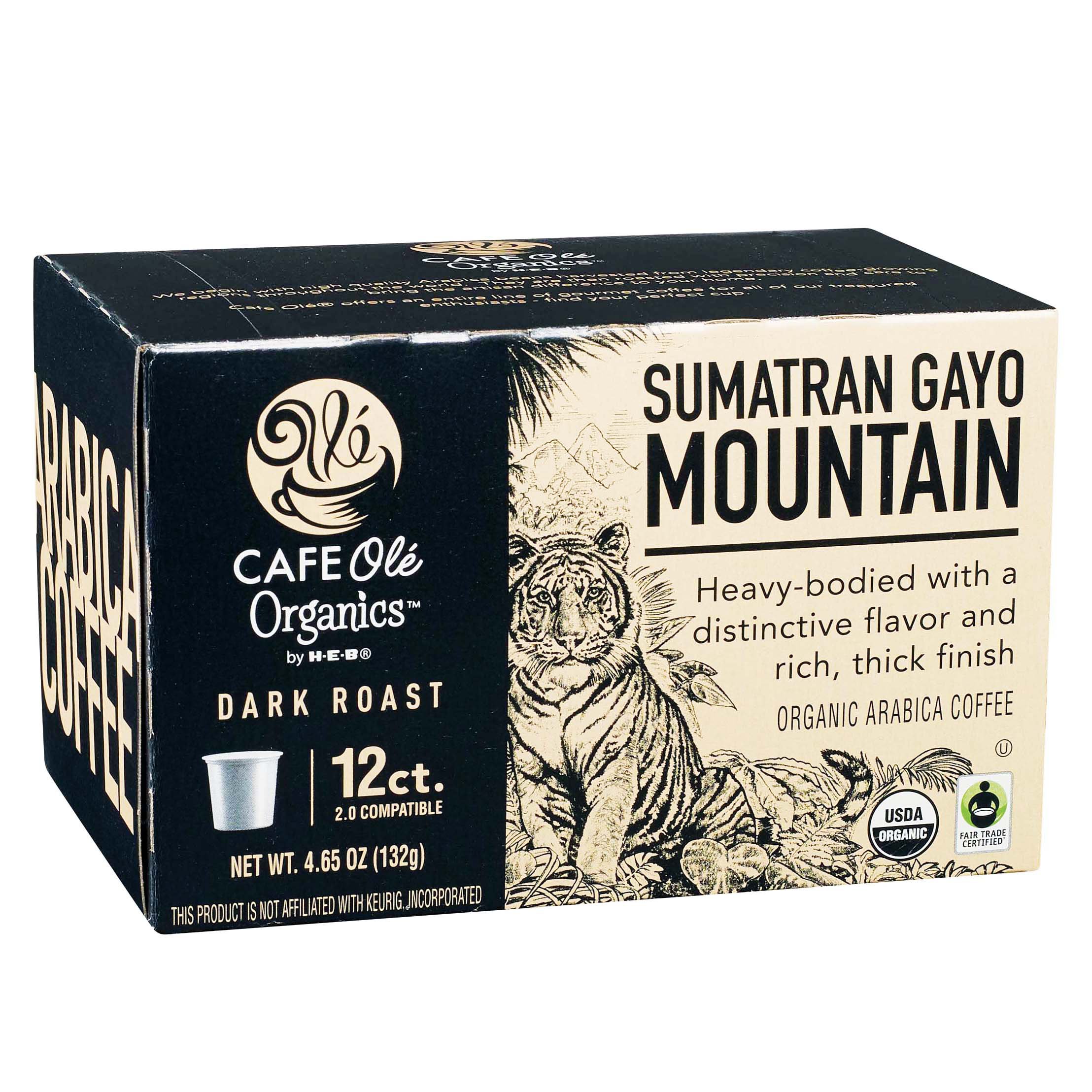 Cafe Ole By H-E-B Organics Sumatran Gayo Mountain Dark Roast Single ...