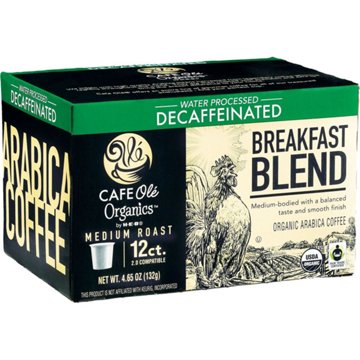 CAFE Olé Organics by H-E-B Medium Roast Decaf Breakfast Blend Coffee Single Serve Cups, 12 ct