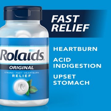 Rolaids Original Strength Antacid Chewable Tablets, Heartburn Relief, Mint Flavor