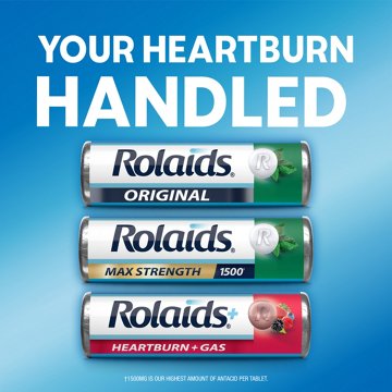 Rolaids Original Strength Antacid Chewable Tablets, Heartburn Relief, Mint Flavor