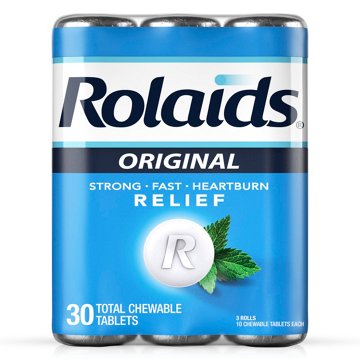 Rolaids Original Strength Antacid Chewable Tablets, Heartburn Relief, Mint Flavor