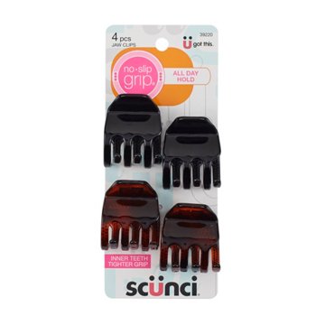 Scunci No-Slip Grip Medium Jaw Clips, 4 ct