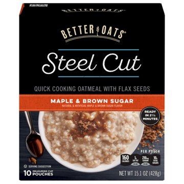 Better Oats Steel Cut Instant Oatmeal - Maple & Brown Sugar, 10 ct