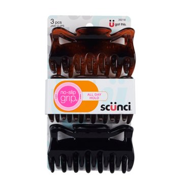 Scunci No-Slip Grip Extra Large Jaw Clips, 3 ct