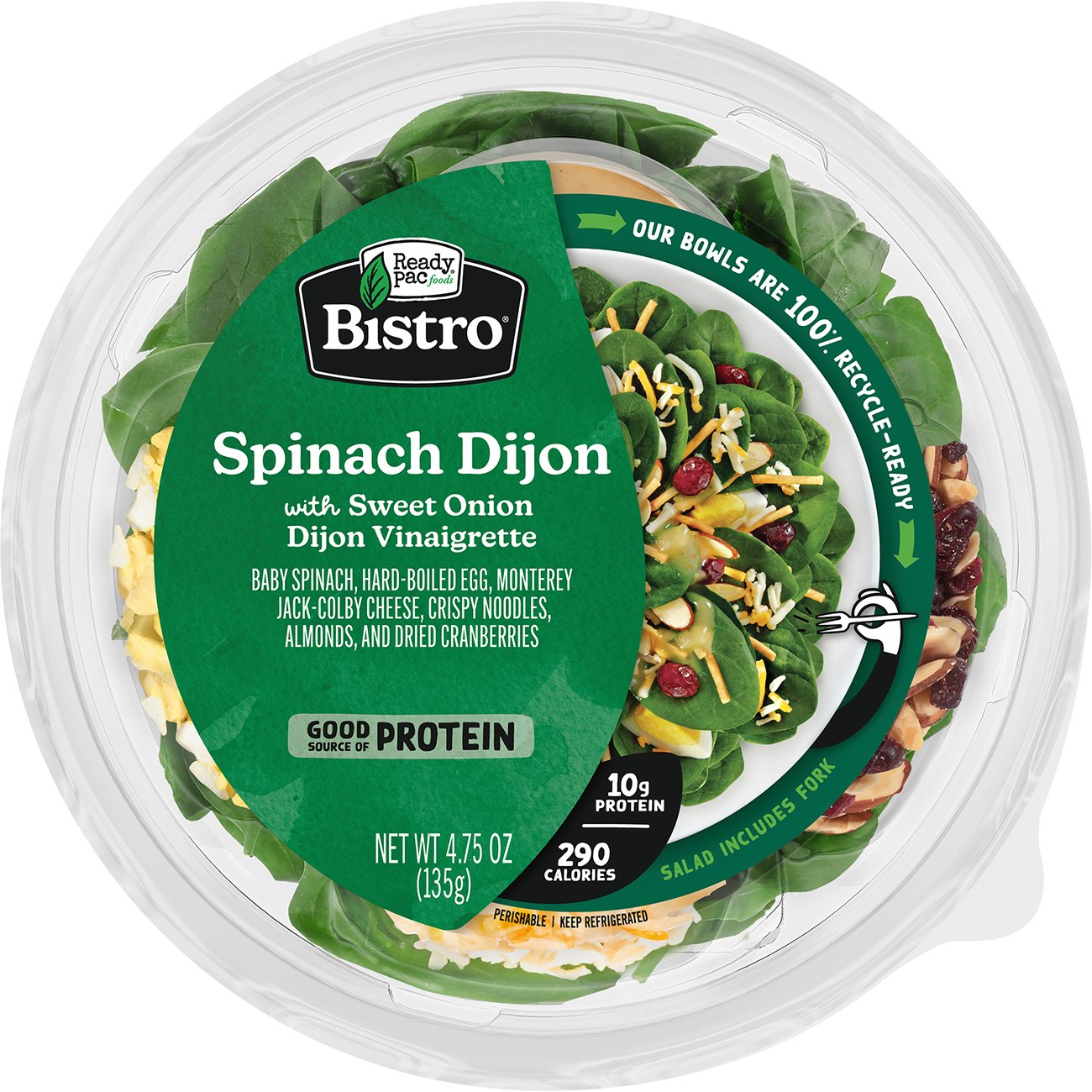 Ready Pac Bistro Spinach Dijon Salad Bowl Shop Salads at HEB