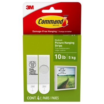 Command Medium Picture Hanging Strips - White, 4 pk