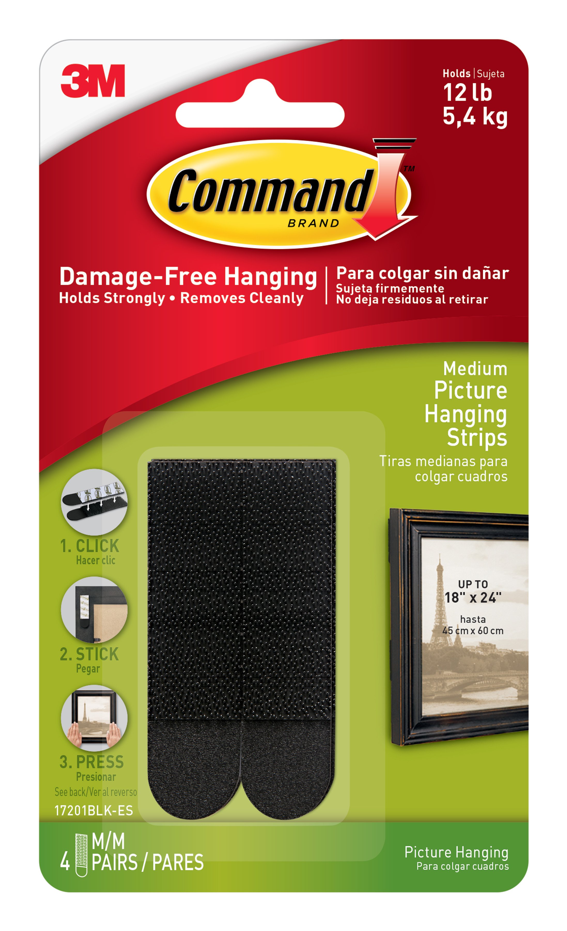 Command 3M Medium Picture Hanging Strips For Dark Frames - Shop Hooks ...