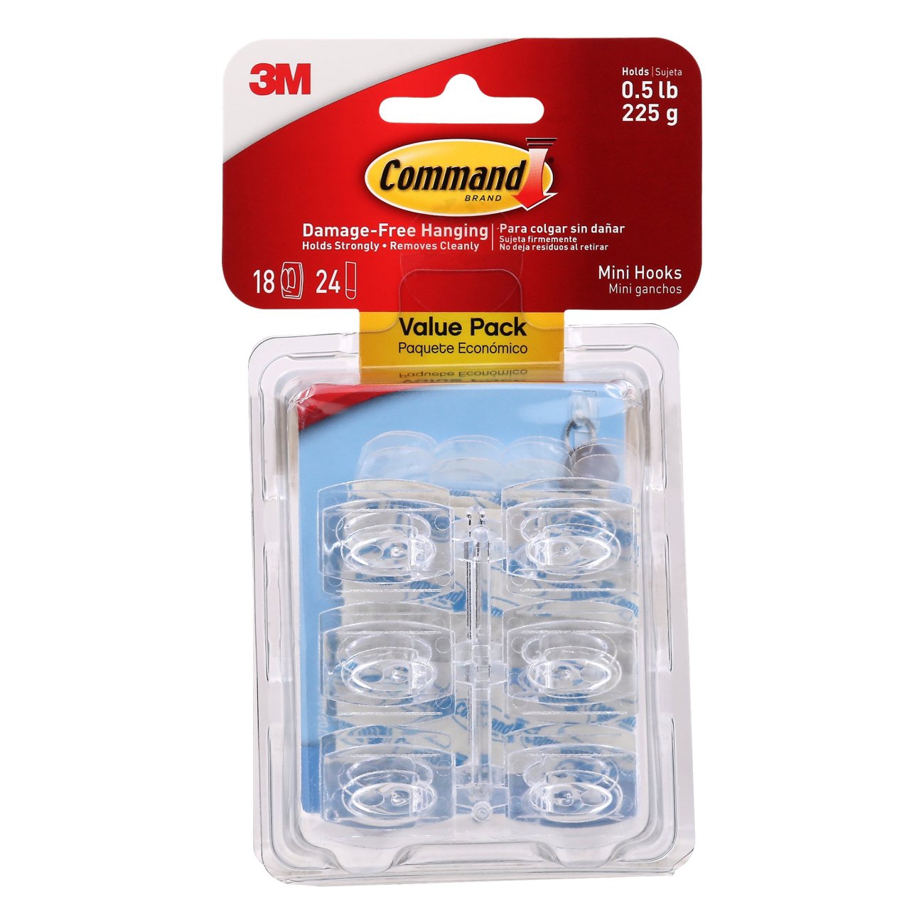 3M Command Clear Mini Hooks Damage-Free Hanging hook adhesive plastic hooks  clear with command clear strips