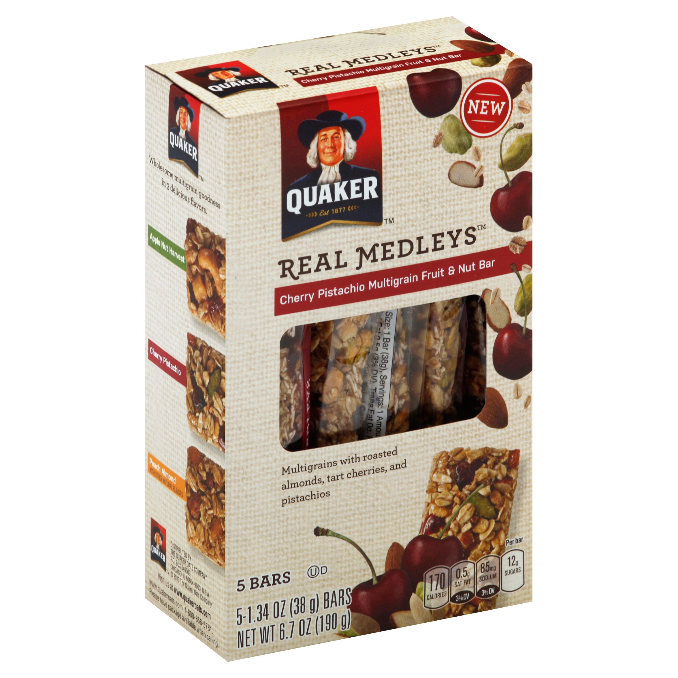 Quaker Real Medleys Cherry Pistachio Multigrain Fruit & Nut Bars Shop