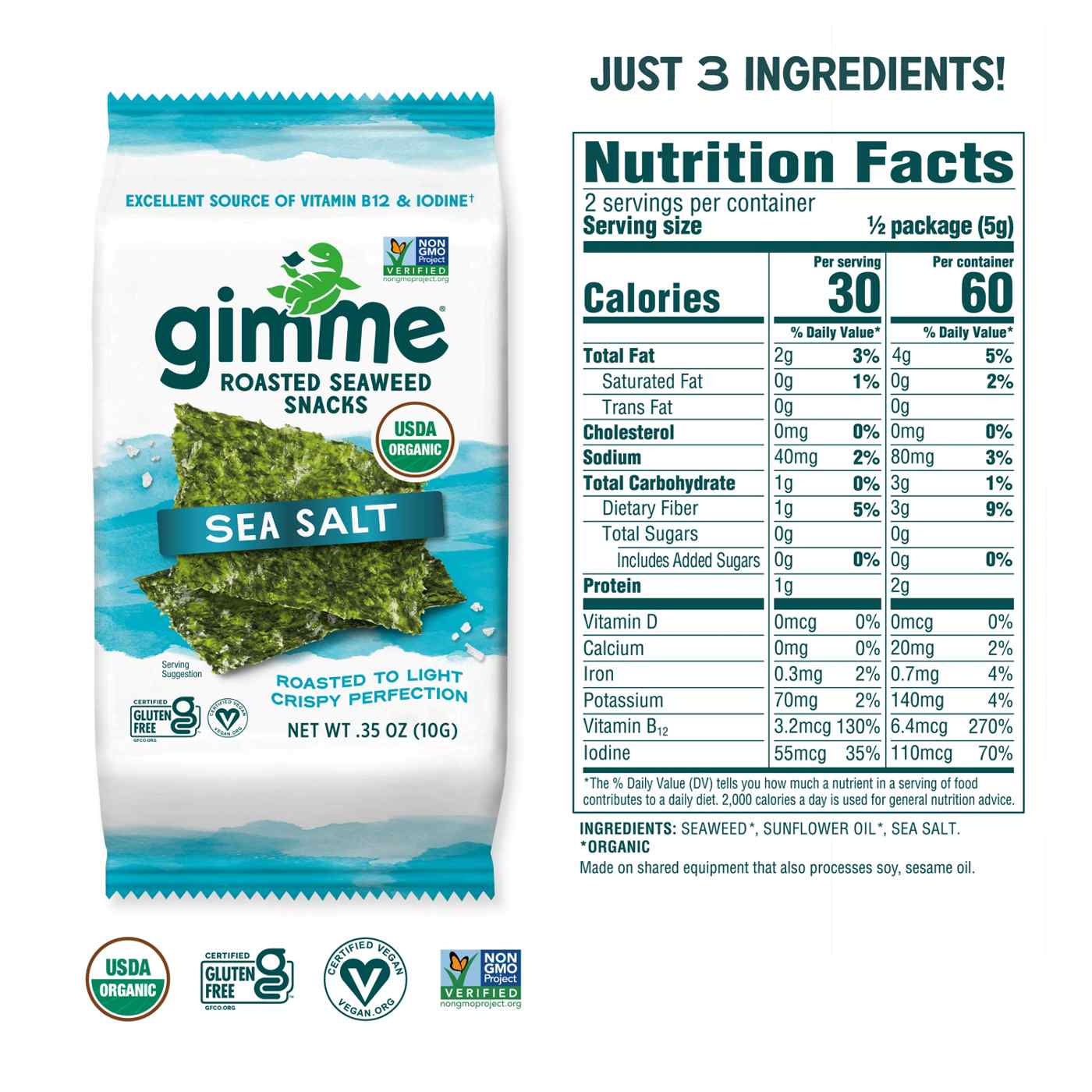 gimme Roasted Seaweed Snack - Sea Salt; image 4 of 8