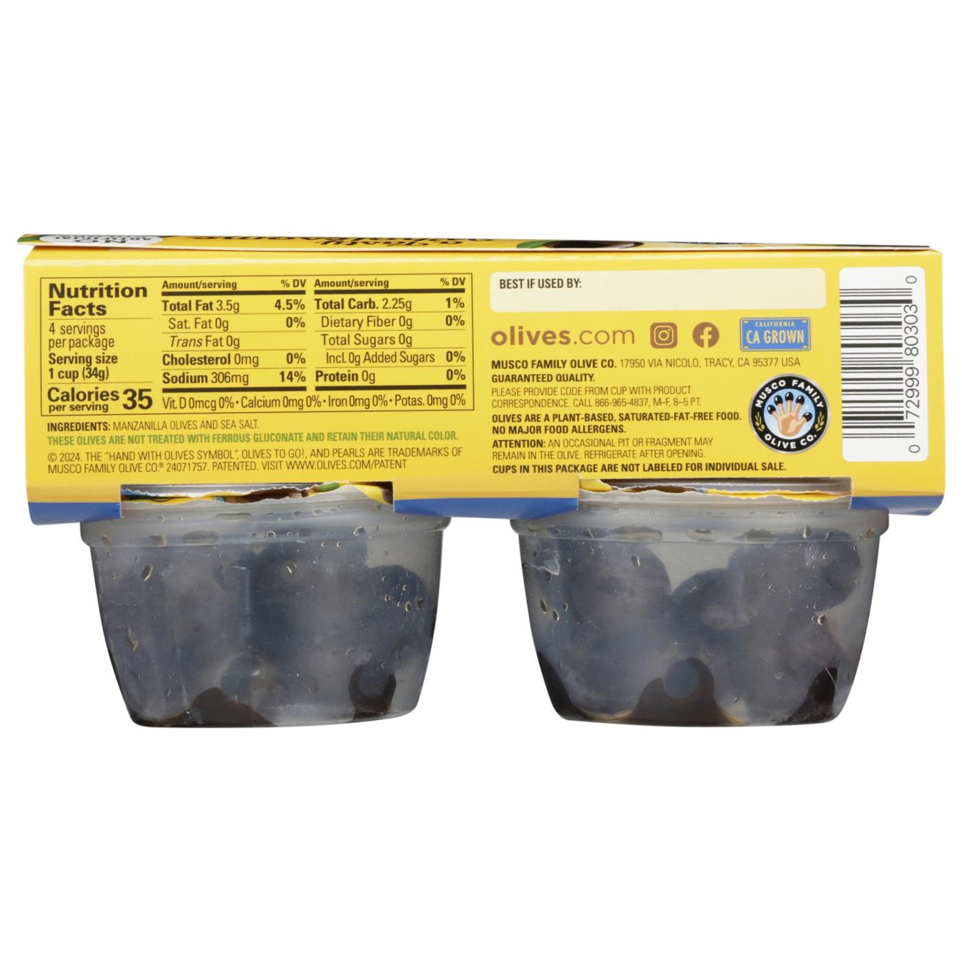 Musco Family Olive Co. Pearls Ripe Black Large Pitted California Olives To Go Cups!; image 10 of 10