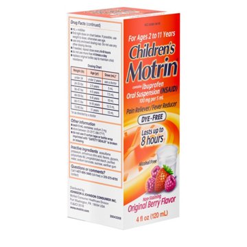 Children's Motrin Oral Suspension Dye-Free Berry, 4 oz