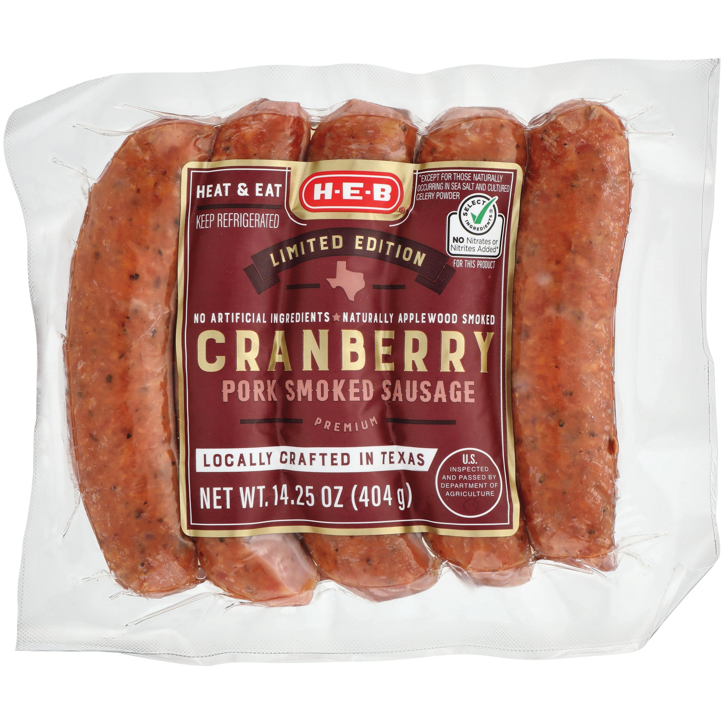 HEB Applewood Cranberry Pork Smoked Sausage Shop Sausage at HEB