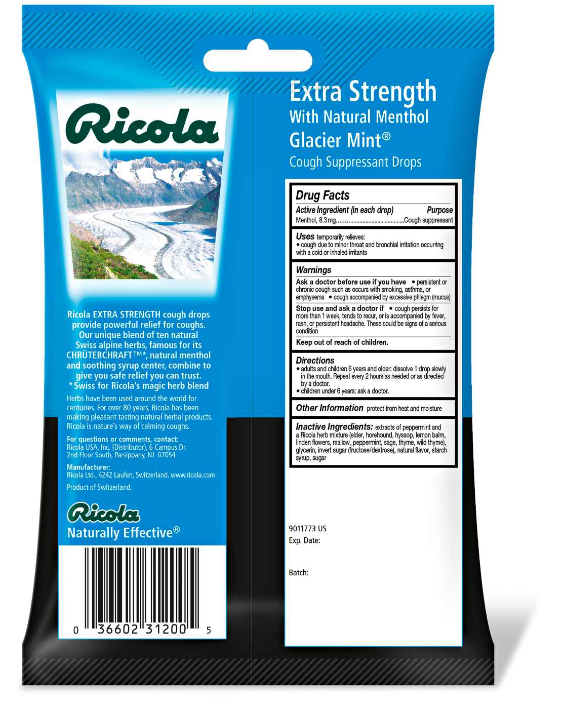 Ricola Extra Strength Cough Suppressant Drops With Natural Menthol