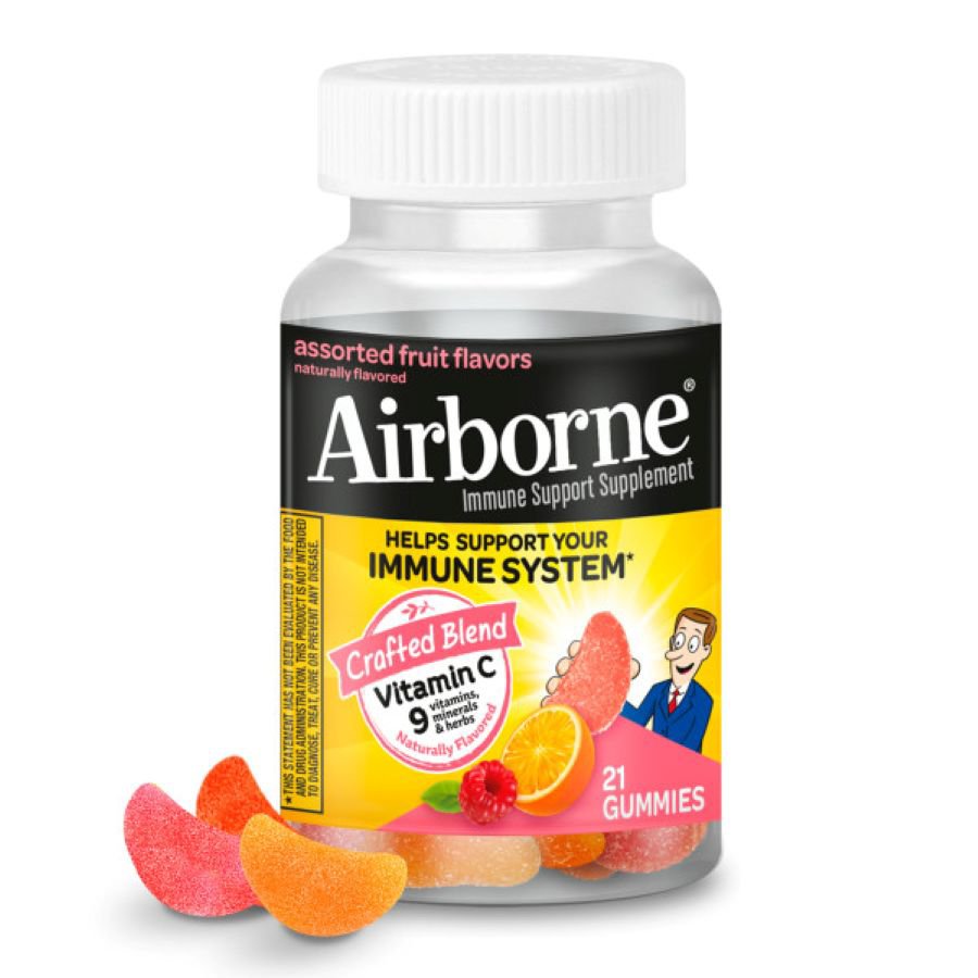 Airborne Immune Support Supplement Gummies Assorted Fruit Flavors