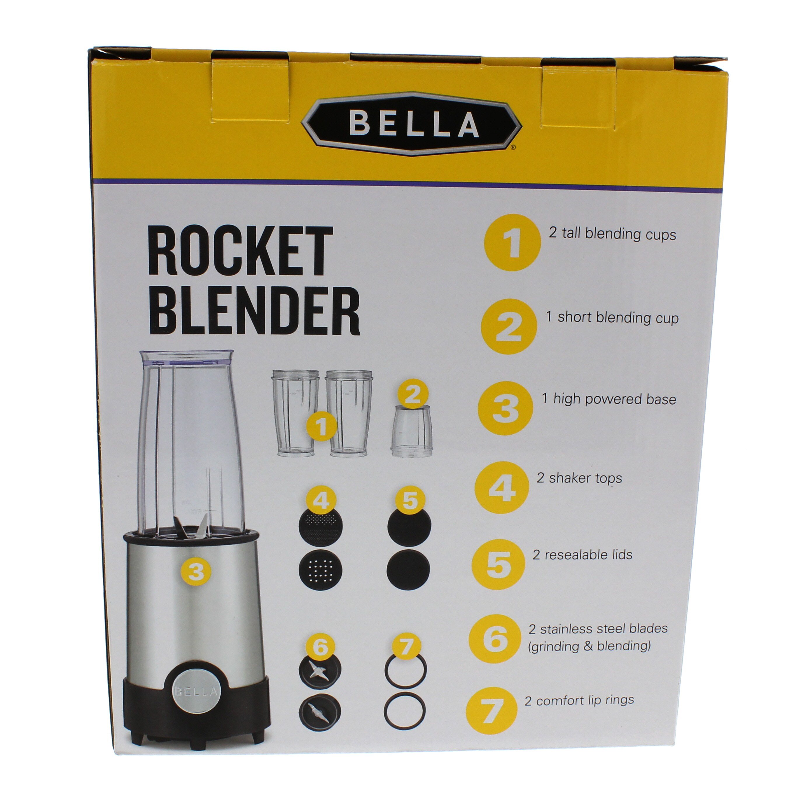 Bella Rocket Blender 12 Piece Set - Model 13577 new in box base, cups,  lids, rin