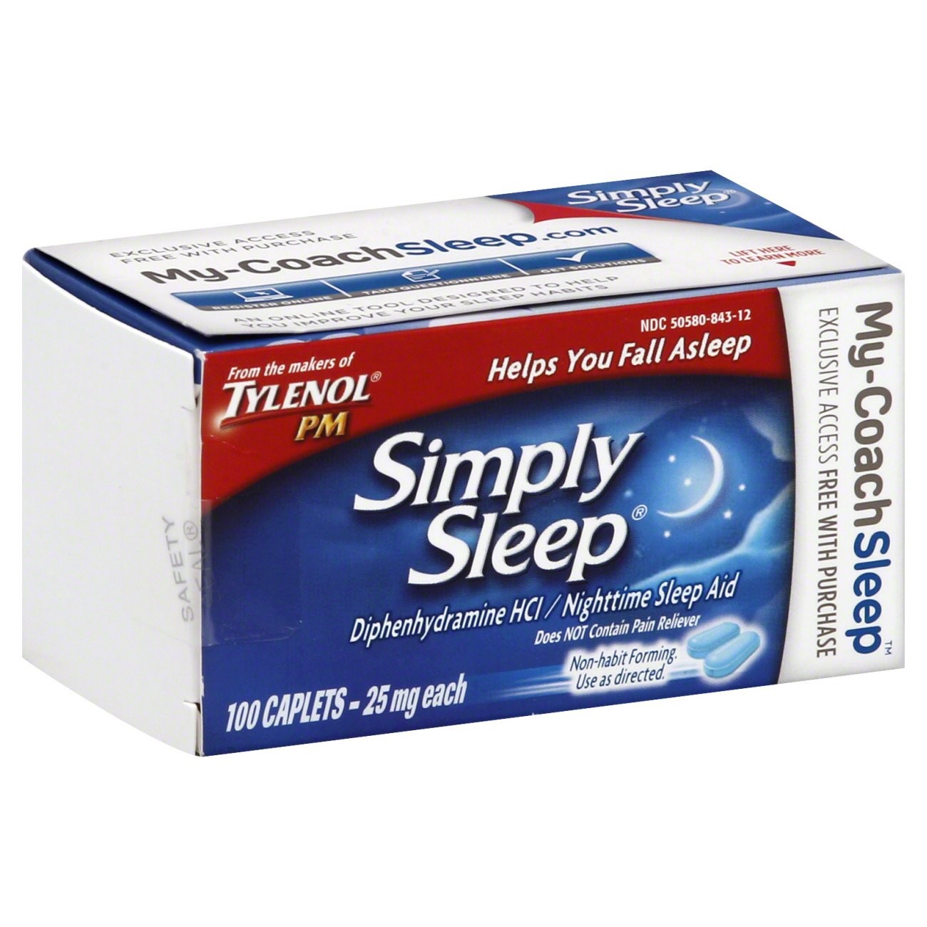Simply Sleep Nighttime Sleep Aid Diphenhydramine HCI 25 mg Caplets
