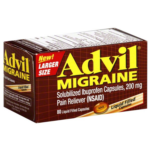 Advil Migraine Ibuprofen 200 mg Liquid Filled Capsules Shop Medicines & Treatments at HEB