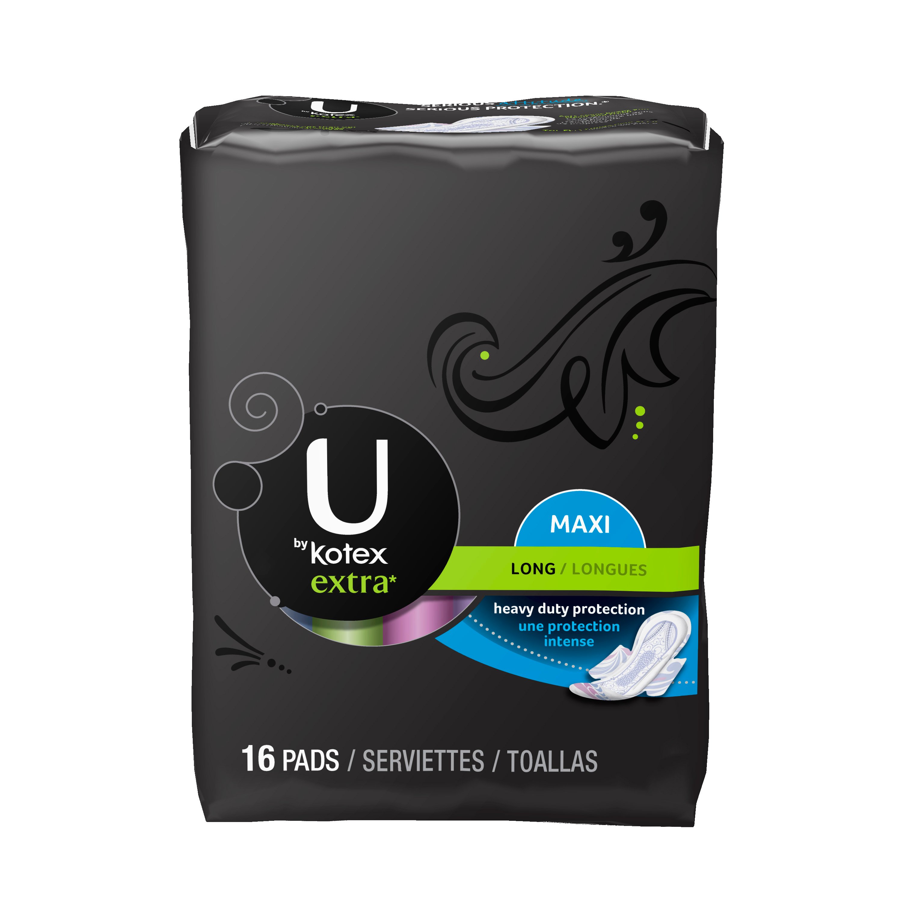 U by Kotex Extra Maxi Long Pads Shop Pads & Liners at HEB