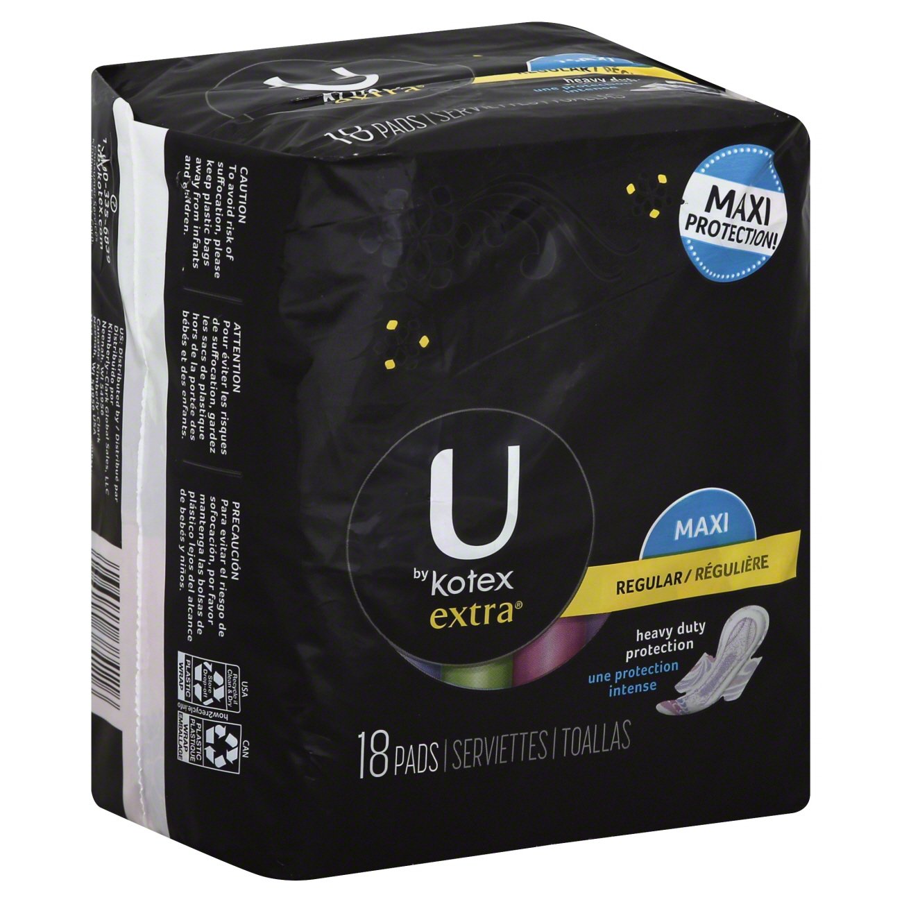U by Kotex Extra Maxi Regular Pads Shop Pads & liners at HEB