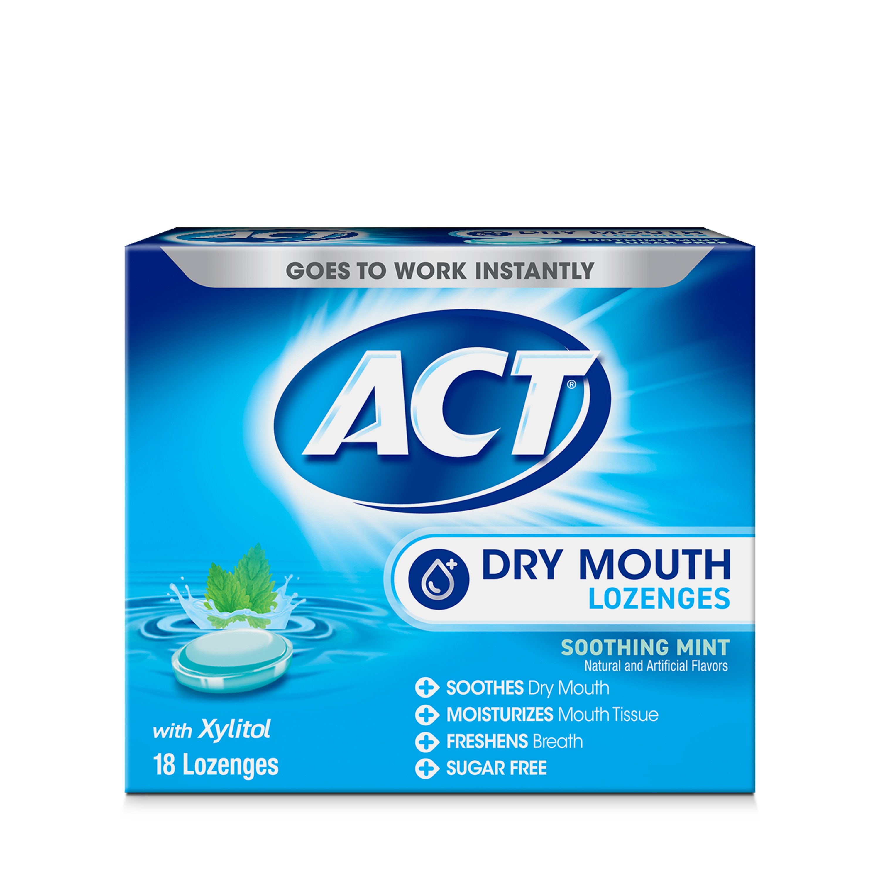ACT Dry Mouth Throat Lozenges With Xylitol, Sugar Free, 51 OFF