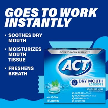 ACT Dry Mouth Moisturizing Lozenges - Soothing Mint, 18 ct