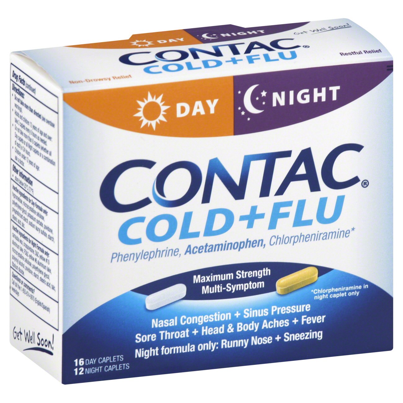 Contac Cold + Flu Multi-symptom Day And Night Maximum Strength Caplets ...